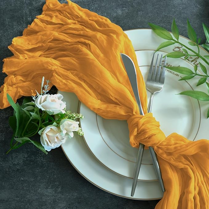 Sioloc Yellow Cheesecloth Table Runner Fall Autumn Decor - Image 6