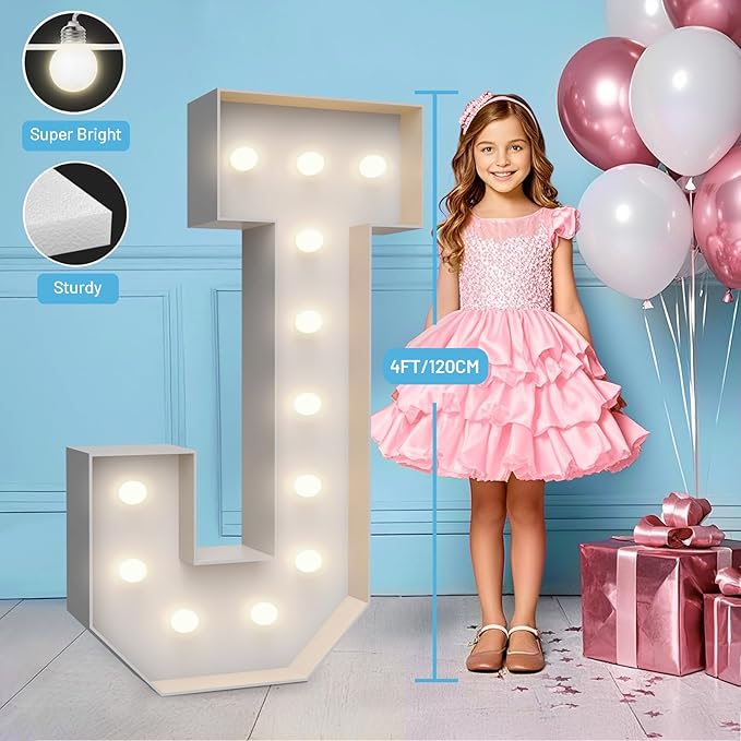 4FT Marquee Light Up Letters J, Party Decoration Large Marquee Light Up Letters - Image 3