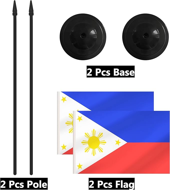2 Pack Philippine Desk Flag Set, Philippine Desktop Small Miniature Table - Image 6