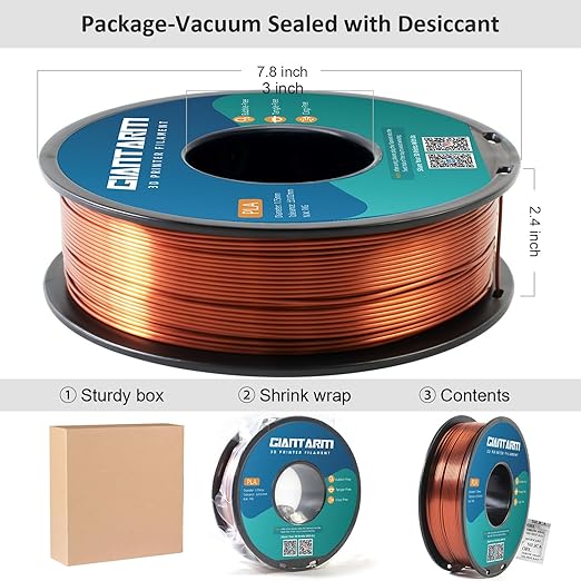 GIANTARM 3D Printer Filament, Silk Copper Pla Filament, 1Kg Spool, 1.75mm - Image 6