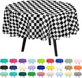 QIKSION Black and White Gingham Round Tablecloth 2 Pack, 84 Inch Plastic by QIKSION