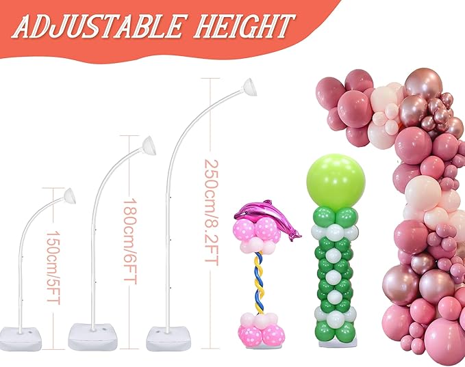8FT & 6FT Balloon Arch Stand, Flexible Top Balloon Arch Kit, Half Arch Balloon - Image 6