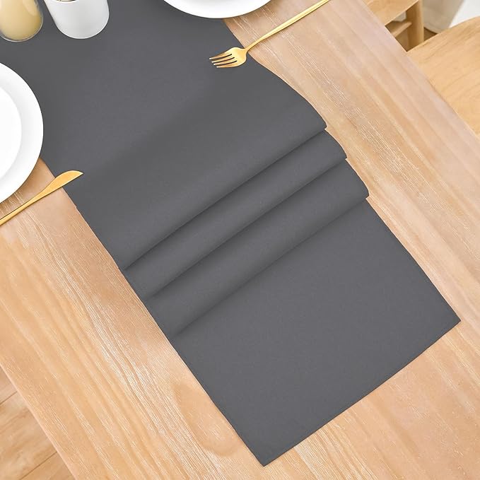 2 Pack Grey Small Short Table Runner 12 x 24 Inch Solid Color Runners Coffee - Image 8