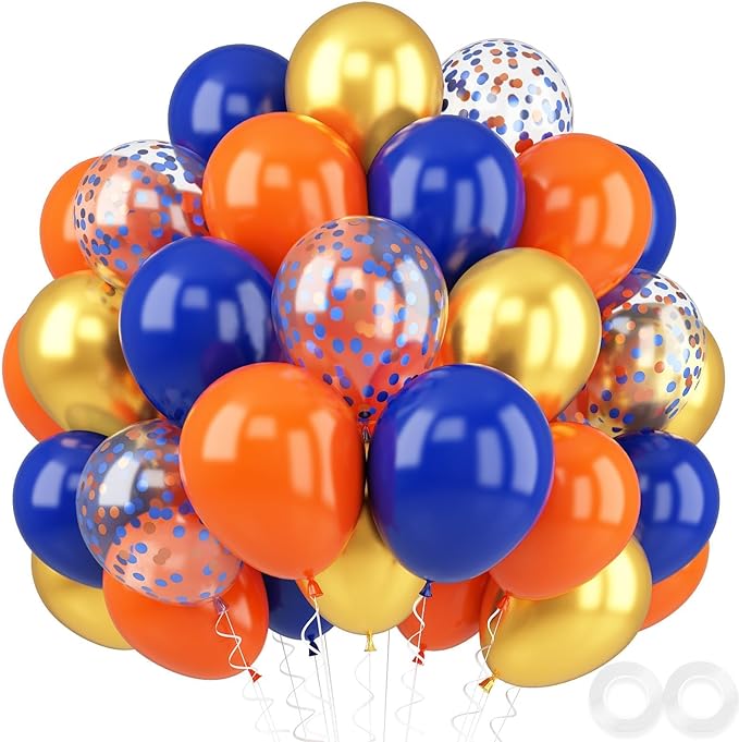 Orange and Blue Balloons, Birthday Balloon Party Decorations by FEYG