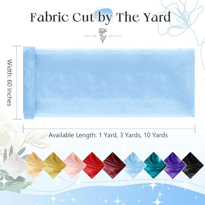 P Pothuiny Sheer Organza Fabric by The Yard, 10 Yards x 60 Inch Wide Bridal - Image 3