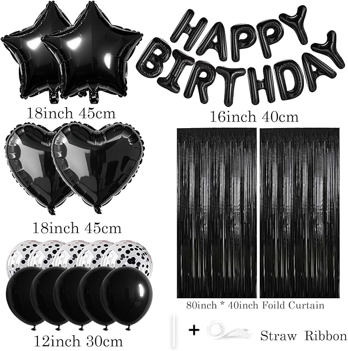 29 Pcs Black Birthday Party Decorations - Image 2