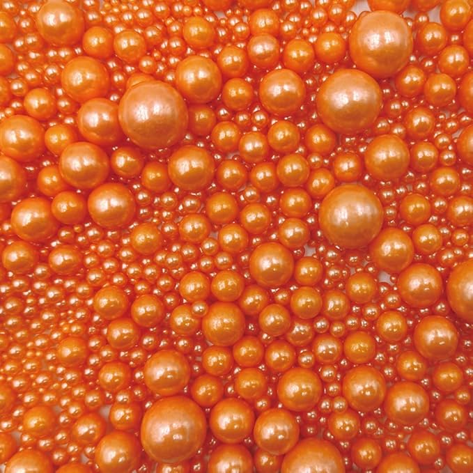 Edible Pearl Sugar Sprinkles Orange Candy Mixing Size Baking Edible Cake by Senchanting