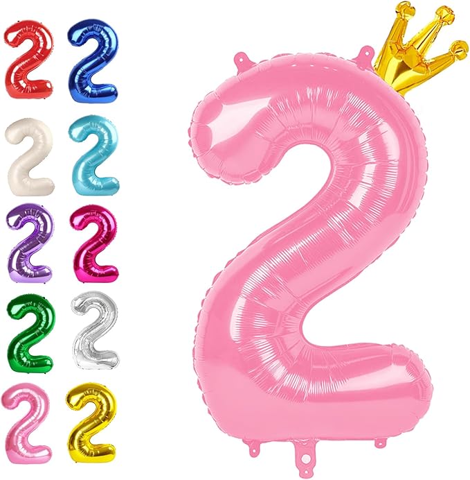 Big 40 Inch Pink Crown 2 Number Balloon Birthday Decoration, 2026 Pink Crown by Upgesy