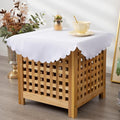 Small Round White Tablecloth 24 Inch Polyester Fabric Washable Table Cover by YZKITM