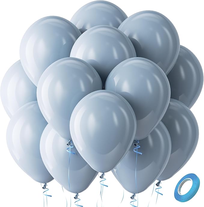 Bezente Dusty Blue Balloons Latex Party Balloons by Bezente