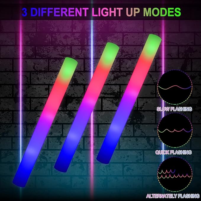 LifBetter Light Up Glow Sticks Bulk, LED Foam Sticks in The Dark - Image 3