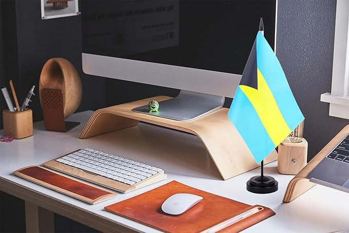 WXTWK 2 Pack Bahamas Flag Bahamas Deluxe Desk Flag Set - Image 5