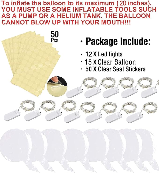 Light up led balloons, 12 set String LED Bubble Balloons - Image 2