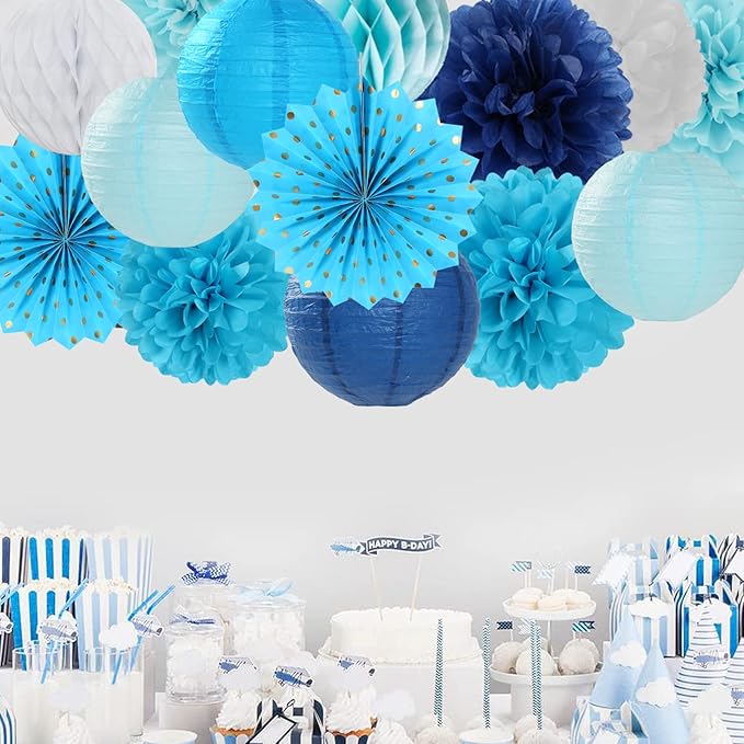 Light-Royal Navy-Blue White Party-Decorations Streamers - Image 7