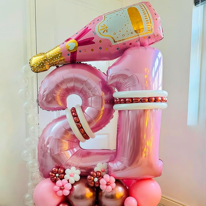 Pastel Pink 7 Balloon, Light Pink 6 Balloons Number, 40 Inch Helium Foil Mylar - Image 6
