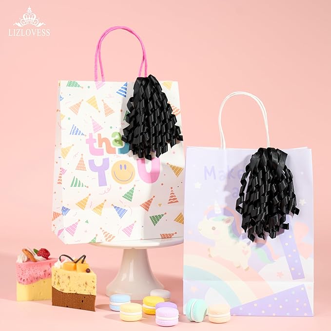 6 Inch Black Curly Bows for Gift Wrapping Set of 6, Self Adhesive Bows Black - Image 4