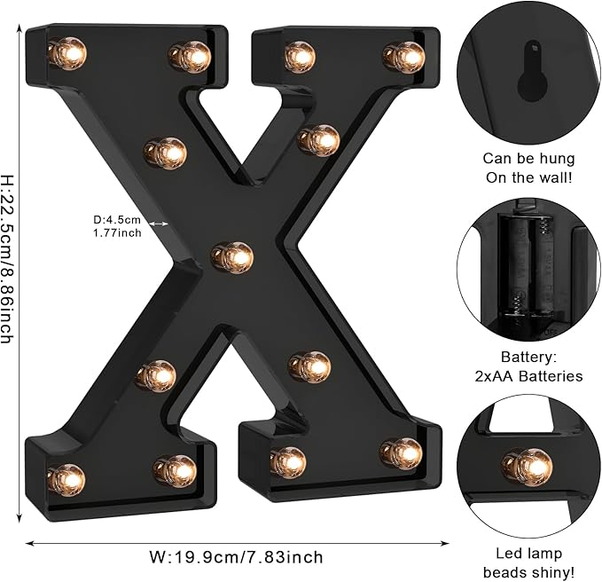 Foaky Black LED Letter Lights for Room Decor - Image 2