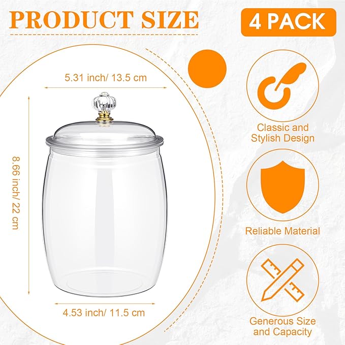 Nuogo 4 Pcs Plastic Candy and Cookie Jars - Image 2