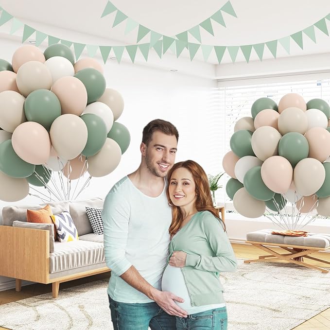 60pcs Sage Green Balloons 12inch - Image 7