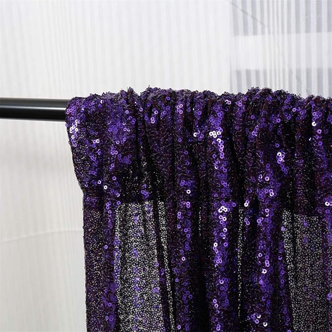 Eternal Beauty Purple Sequin Backdrop Curtains, Halloween Shimmer Back Drop - Image 8