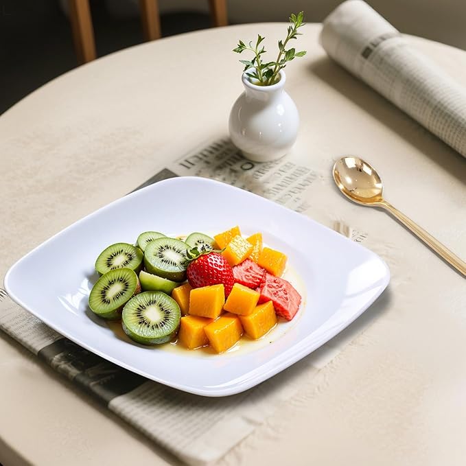 PULOTE 100PCS White Plastic Plates - Image 7