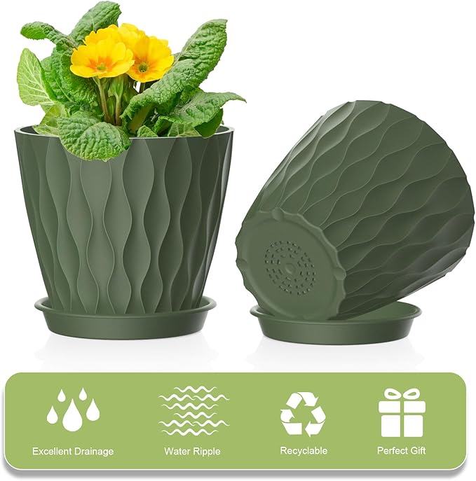 4 Inch Small Pots for Plants, 12 Pack Waffle Texture Small Plant Pots for - Image 4