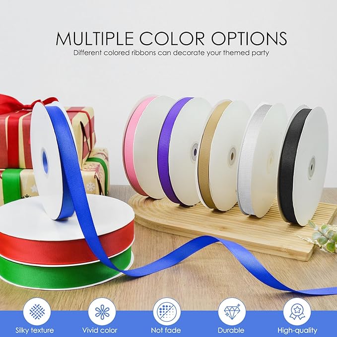 100 Yards 1 inch Grosgrain Ribbon, Solid Color Fabric Ribbon Perfect - Image 3
