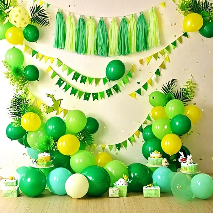 Aimto 20pcs Lime Green and Dark Green Shiny Tassel Garland Banner Tissue Paper - Image 3