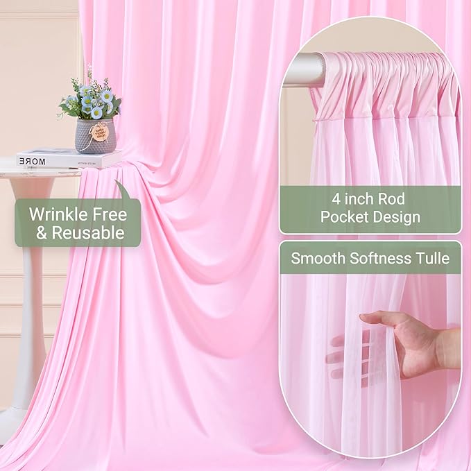 Baby Pink Tulle Backdrop Curtain - Image 6