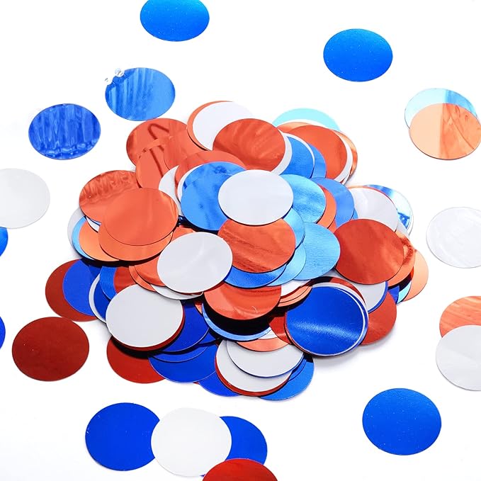 Red White Blue Table Confetti Party Decorations Metallic Circle Dot Confetti by WEVEN