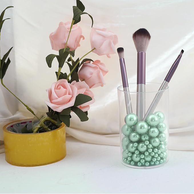 260Pcs LightGreen Glossy Beads for Centerpiece Decor, Artifical Pearls Vase - Image 3