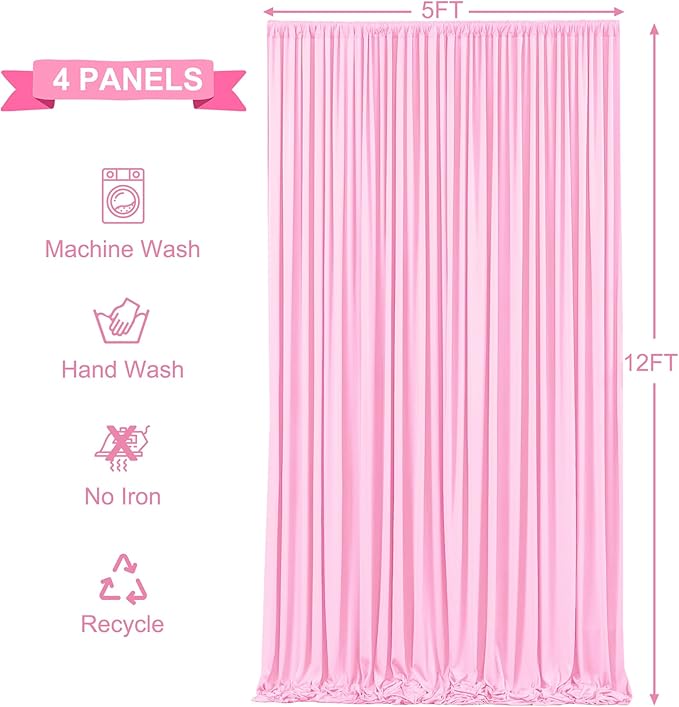 20ft x 12ft Light Pink Backdrop Curtains Wrinkle Free Backdrop Curtain - Image 6
