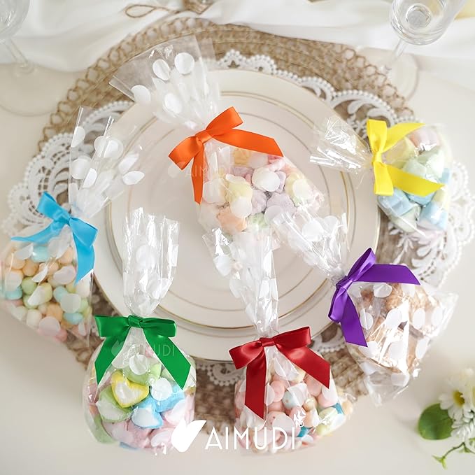 AIMUDI Rainbow Ribbon Bows 2.5" Satin Twist Tie Bows - Image 5