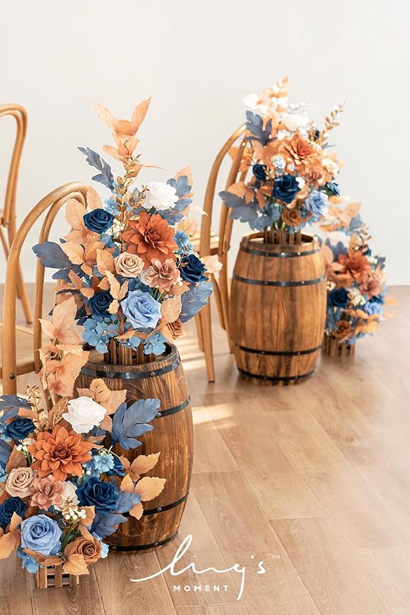 Ling's Moment 17.5" Tall Standing Artificial Flowers Arrangements 4pcs Fall - Image 2