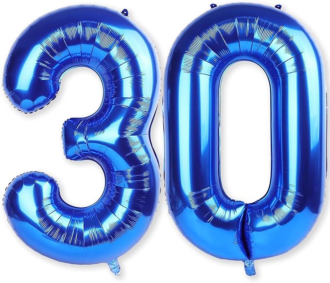 Navy Blue 30 Balloon Numbers, 40 Inch Large Dark Royal Blue Foil Number 3 & 0 by KAINSY