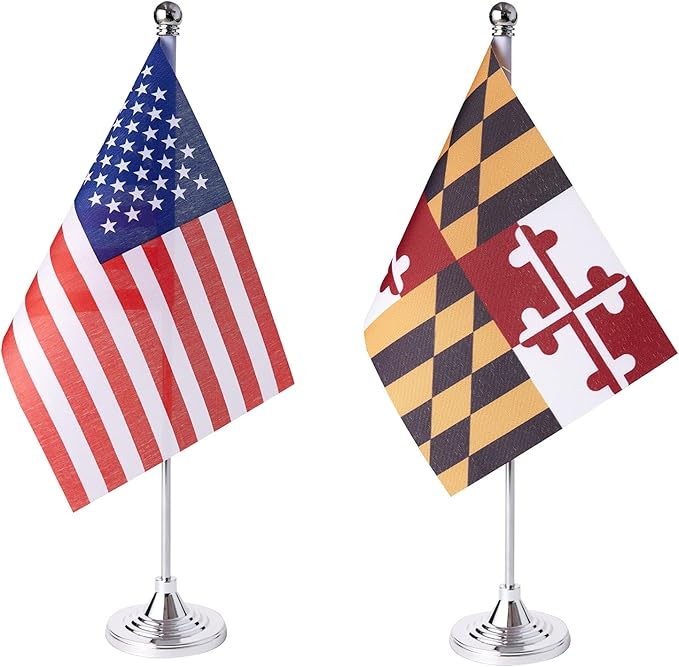 ZXvZYT 2 Pack American US Maryland flag USA Maryland MD State table flag by ZXvZYT