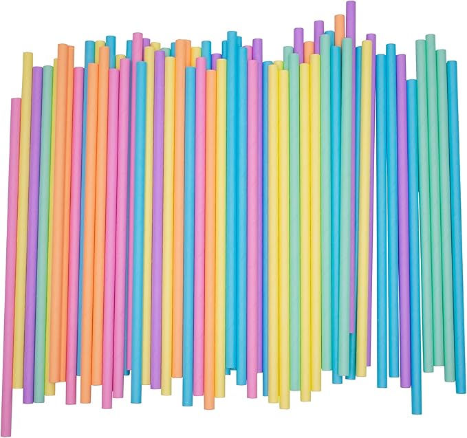 Pack of 300 Assorted Pastel Biodegradable 4-Ply Paper Drinking Straws - Image 2
