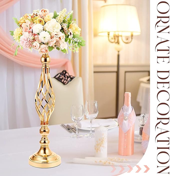 LANLONG 10pcs Metal Gold Candle Holders Road Lead Table Centerpiece Stand - Image 4