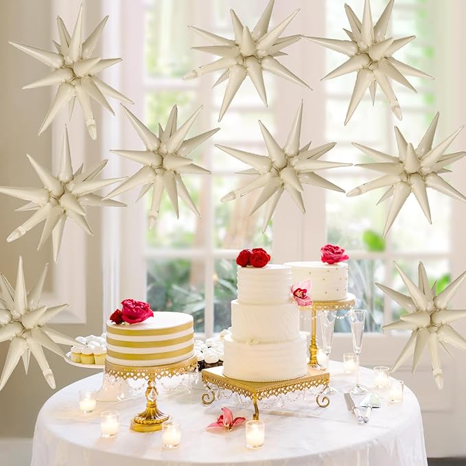 Cream White Star Balloons - Image 7