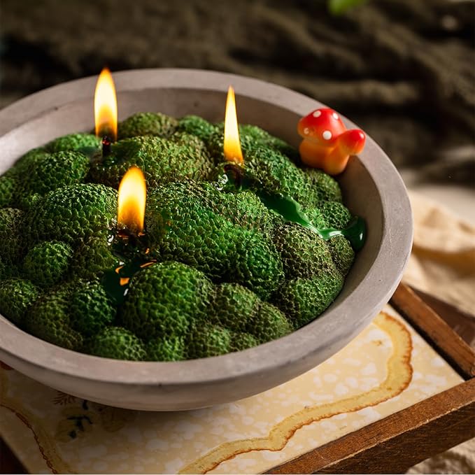 Grass Moss Scented Candle Bowl Home Decoration - Image 2