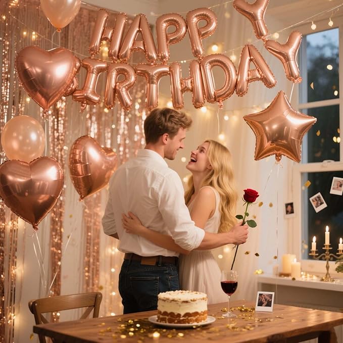 29 Pcs Rose Gold Birthday Party Decorations - Image 3