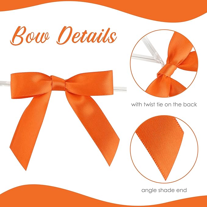 AIMUDI Rainbow Ribbon Bows 2.5" Satin Twist Tie Bows - Image 4