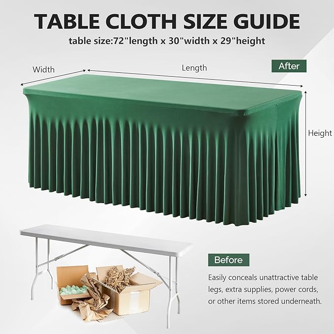 Wish Care 2 Pack Hunter Green Stretch Spandex Table Clothes - Image 3