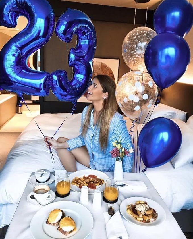 40 Inch Night Blue 3 Large Number Balloon, 3 13 23 30 33 36 Night Blue Birthday - Image 4