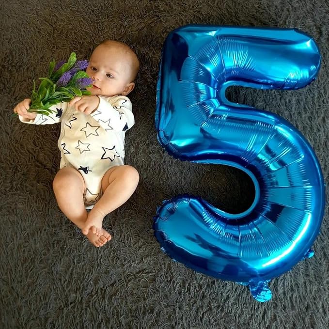 40 Inch Big Dark Blue Number 5 Balloon Birthday Decoration, Number 5 Helium - Image 2