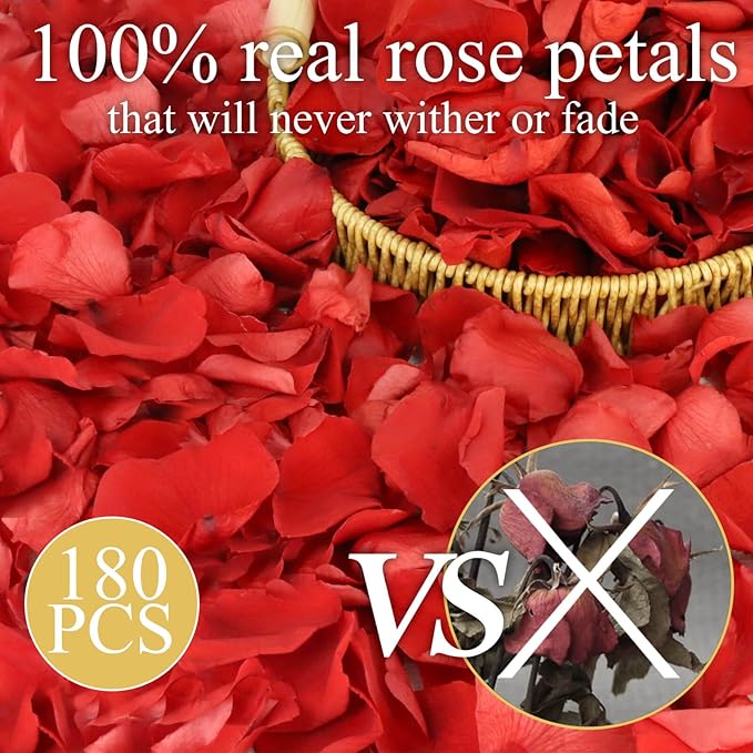 200Pcs Dried Real Red Rose Petals, Preserved Flower Petals 1.75oz - Image 4