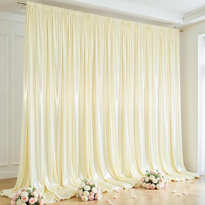 10x10 ft Champagne Glitter Backdrop Curtain by Partisky