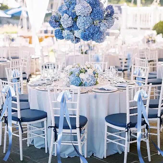 24 Pcs Large Wedding Blue Ribbon Bows - Image 5