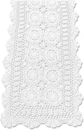 KEPSWET Cotton Handmade Crochet Lace Table Runner White Rectangle Coffee Table by KEPSWET