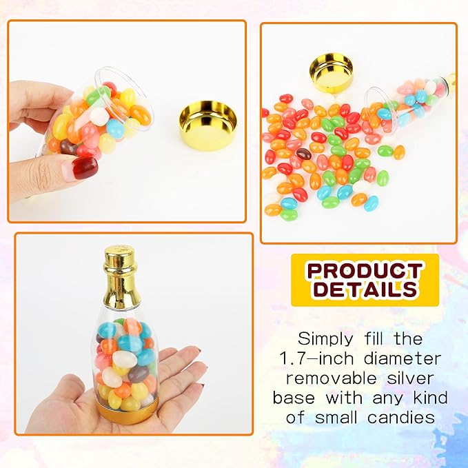 36 Pieces Champagne Bottles Candy Bottles Mini Golden Plastic Treat Containers - Image 3